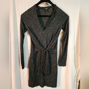 Express Women's Gray Long Sleeve Sweater Dress With Tie Detail Size XS/TP